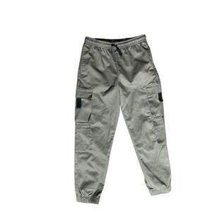 Public Record Youth  Cargo Jogger Pants Size 14 16 Olive Green Elastic Waist